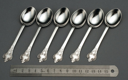Antique Silver Trefid Teaspoon Set (6)